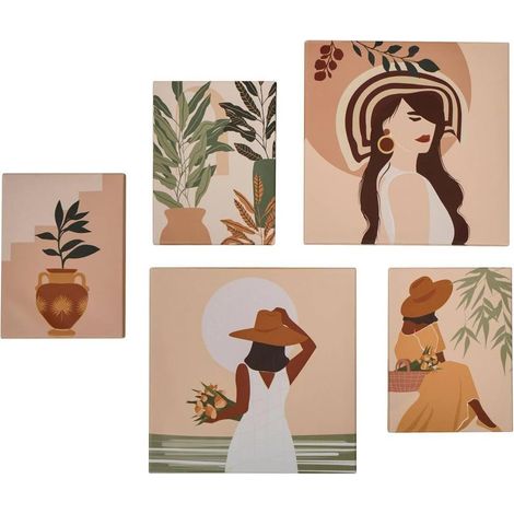 Lot de 5 Toiles Imprimées "Cynthia" 25x25cm Femme