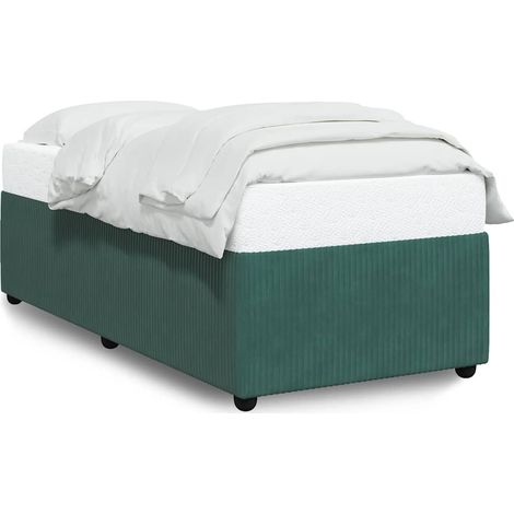 Lit simple，Lit adulte，Cadre de lit sans matelas vert foncé 90x190 cm velours CFW1198281 (1/5)