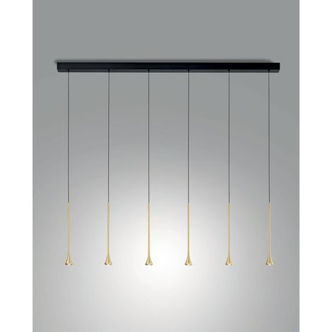 Suspension Led Susa 30 W 2790 Lm 3000 K À Intensité Variable, Structure En Métal Noir Et Laiton Satiné - Susa (1/2)