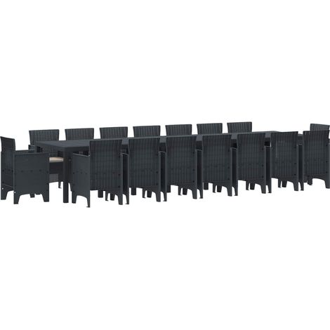 Garten-Esszimmergarnitur mit Kissen 17 pcs Anthrazit PP (1/5)