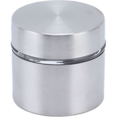 Boîte à café en verre et fer, mini bocal hermétique, récipient de rangement pour grains de café et thé, couleur argent. (1/5)
