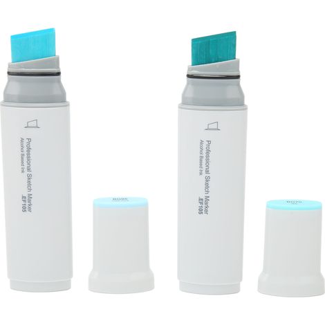 Lot de 2 marqueurs jumbo professionnels à séchage rapide et absorption d'encre uniforme, à pointe large et alcoolisée, pour la peinture, bleu-vert. (1/5)