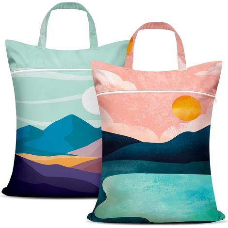 Set of 2 large waterproof travel laundry bags with handles - Washable - For travel - For wet and dry clothes - For gym, wet clothes, swimming pool, university, dorm (1/5)