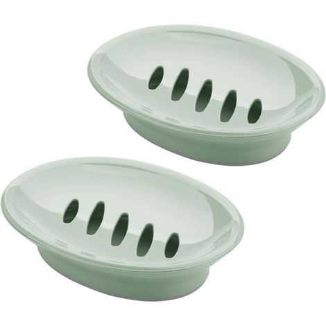 Porte-savon en plastique 2 pièces porte-savon douche, salle de bain, cuisine-vert (1/5)
