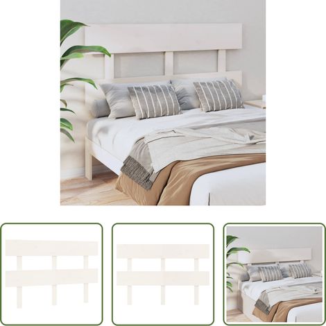 vidaXL Cabecero de cama madera maciza de pino blanco 124x3x81 cm (1/5)