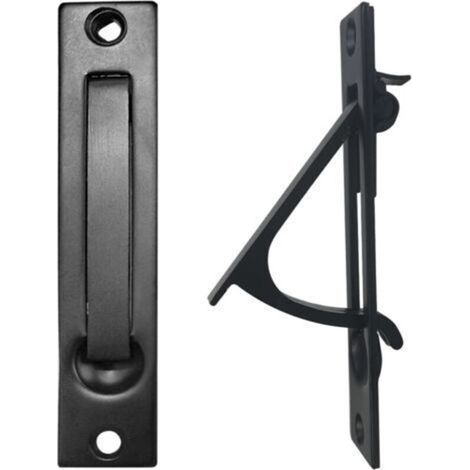 2 Pièces Poignée de porte coulissante escamotable,10 cm, Poignées à bords cachés,montage encastré,Noir (1/5)