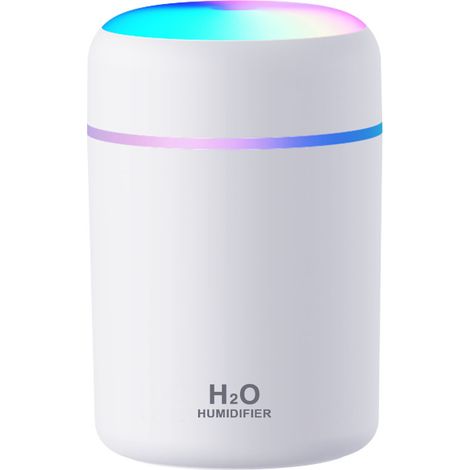 Mini humidificateur portable aux couleurs vives, brume fraîche et alimentation USB. Convient pour la chambre, le bureau et la voiture (300ml,blanc) (1/5)