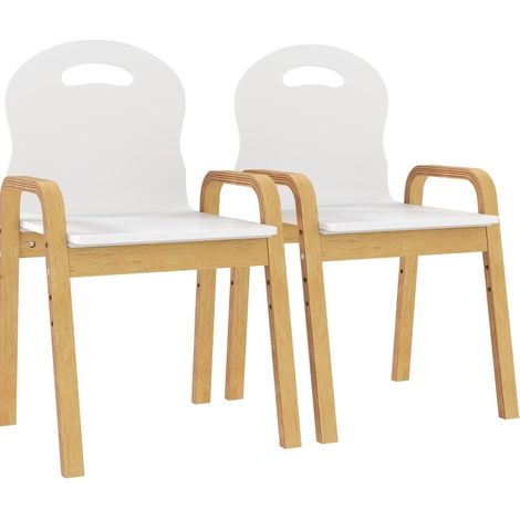 2 höhenverstellbare Kinderstühle aus Holz 39 x 34 x 49,5–61,5 cm Weiß HOMVRA (1/5)