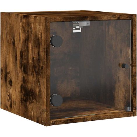Maison Exclusive - Comodino con Anta in Vetro Rovere Fumo 35x37x35 cm