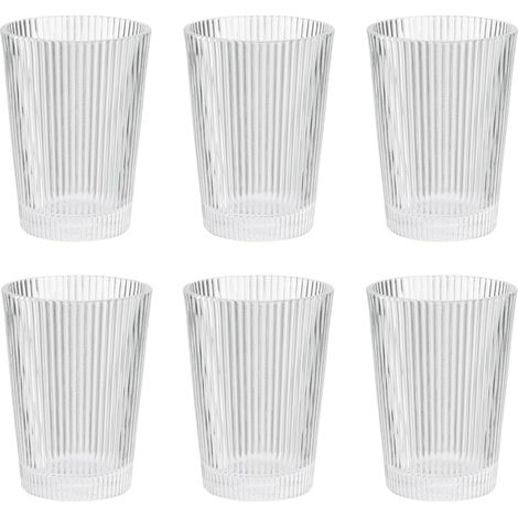 Lot de 6 Verres à Boire Empilables en Verre Strié Design Art Déco pour Boissons Chaudes et Froides Cuisine (1/5)