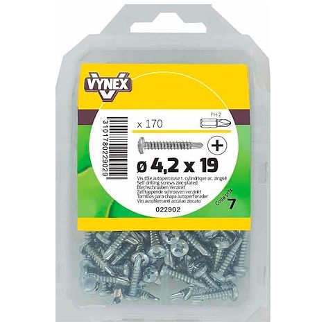 Vis tôle autoperceuse tête cylindrique cruci acier zingué Ø 4,2 x L 19 mm - Paquet de 170 - Maxiburo (1/2)