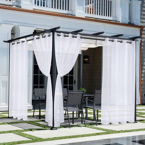 JSSEVN-Rideaux transparents d'extérieur pour terrasse, imperméables pour salon, chambre, véranda, pergola, cabane, 132 x 213cm,Blanc (1/4)