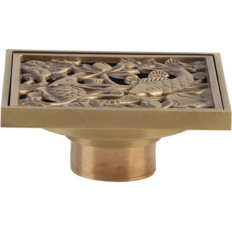 Grille de receveur de douche en laiton vieilli, 10 cm, pour évacuation des déchets de salle de bain – finition antique élégante (1/5)