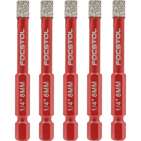 Foret Diamant Sec 5 pièces 6mm Trépan Diamant avec Changement Rapide Tige Hexagonale pour Céramique Carrelage Porcelaine Marbre Granit (1/5)