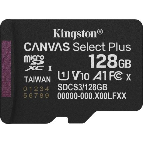 Kingston Technology 128GB microSDXC Canvas Select Plus Gen3 150MB/s A1 (Incluye adaptador de SD)