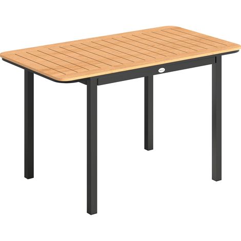 Table de jardin rectangulaire 6 personnes en composite bois avec cadre métal et plateau lattes 127x70cm marron (1/5)