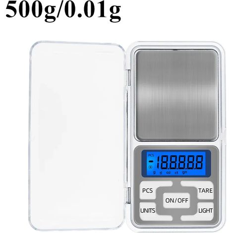 Balance de cuisine numérique de précision 500 g 0,01 g, idéale pour le pesage de bijoux, d'aliments et de produits diététiques. Fonction balance postale. Écran LCD électronique.-AquaForge (1/5)