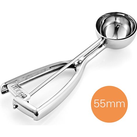 Rostbeständiger Eisportionierer aus Edelstahl, Keks-Schrittzähler, Melonenausstecher, mit Auslöser, 39/44/50/55/59 mm, silber (1/2)