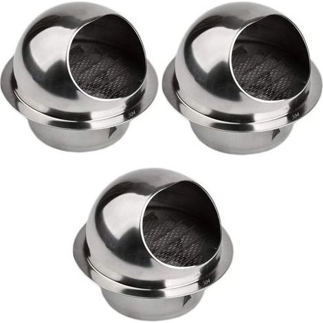 Lot de 3 Ventilation Grille Grille d'aération ronde en acier inoxydable 304 - Rond Grille de Ventilation pour pot d'échappement de mur extérieur, air frais, hotte d'échappement (160 mm) - Bluedeer (1/4)