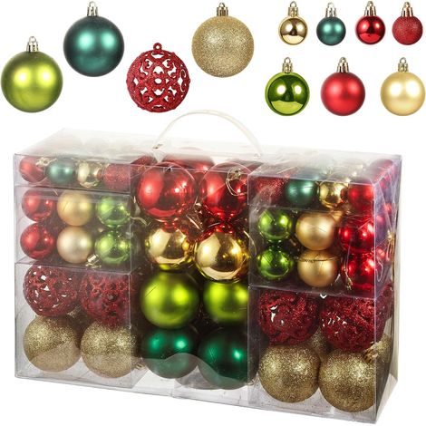 Lot 100 boules Noël multicolores Ø3/4/6 cm, cordon inclus, décor sapin, mariage, fêtes (1/4)