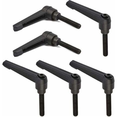 6 PCS Poignée de Levier de Serrage M8, Poignées Réglables 32MM de Machine de Poignée de Filetage Mâle en Acier Inoxydable M8 (Noir)