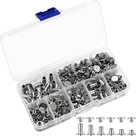 Kit de 90 vis Chicago6 taillesrivets à vis métalliquesvis de reliure Chicago pour réparation de cuir (argenté) (1/5)