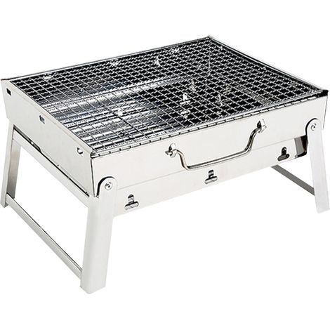 BBQ Camping Portable – Acier Inox Pliable – Feu Camp – Charbon – 3-5 Personnes – Pique-Nique (1/5)