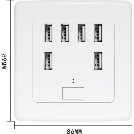 Universelle USB-Wandsteckdose, 6 integrierte Anschlüsse, 220V 4A Ladepanel, Schnellladefunktion (1/4)