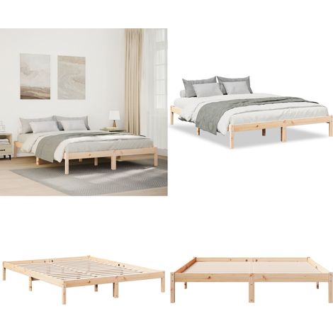 vidaXL Cadre de lit extra long sans matelas 160x220 cm bois massif pin (1/5)