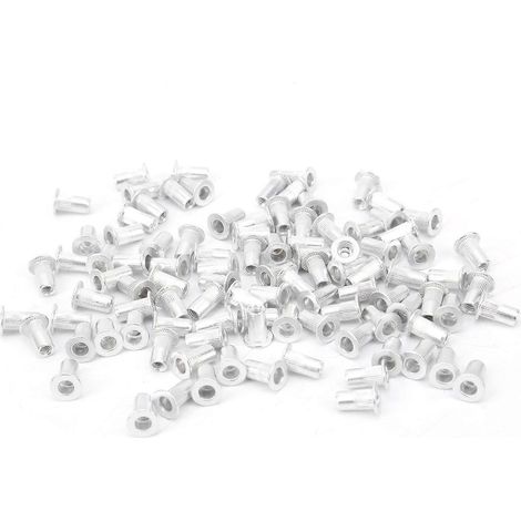 100 Stück Zugnietmuttern aus Aluminium, Flachkopf, vertikal, Hardwarezubehör WJ‑30045M3