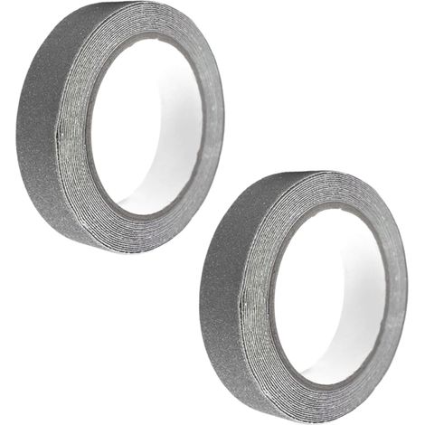 Ruban Antidérapant Adhésif 2-Pack, Sécurité Renforcée pour Escaliers, Intérieur Extérieur, 2.5cm x 5m, Imperméable et Solide, Antidérapant pour Sécurité Domestique (Gris) (1/5)