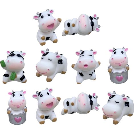 1 Set 10 Pcs Résine Vache Ornement Mini Jouets pour Mousse Décor Accessoires pour La Maison Décor Micro Paysage Vaches Fée Jardin Miniature Vache Figurine Résine Vache (1/5)