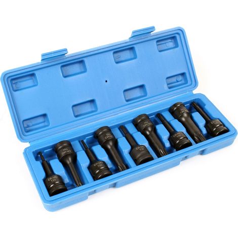 XPOtool Set 9 adattatori per avvitatore a impulsi 12,5mm (1/2″) Multidente Presa esagonale T20–T70