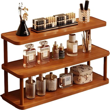 Étagère à tasses à 3 niveaux, PP, organiseur de sachets de café et de thé, à poser sur le comptoir (épaississement et renforcement), 3 niveaux, 60 cm (marron) (1/2)