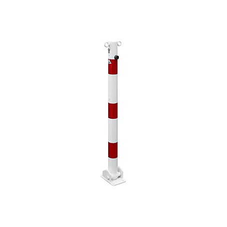 Poste barrera  Ø 60 mm  blanco y rojo  plegable con cilindro