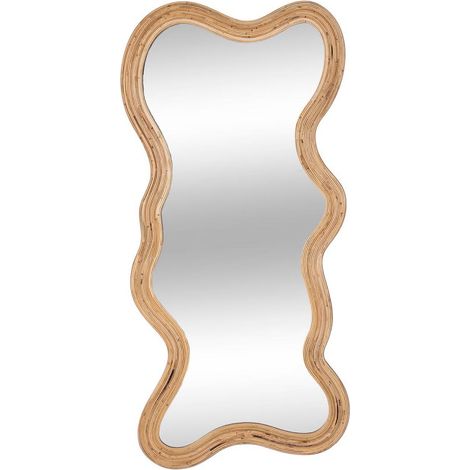 Atmosphera – Miroir mural organique 179,5 x 86,5 cm – Verre et rotin fait-main – Forme organique – Fixation 4 crochets – Couleur naturel (1/4)