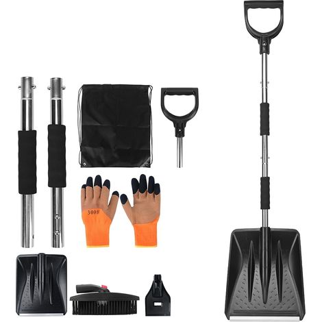 Kit de Pelle à Neige rétractable 3 en 1 avec grattoir à Glace et Brosse à Neige pour Glace, Neige, allée de Voiture avec Sac de Rangement et Gants (1/5)