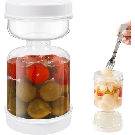 Einmachglas zum Wenden von Gurken, Behälter mit Siebdeckel Gärgefäß Gärtopf Einmachglas Kimchi Sauerkraut W (1/5)