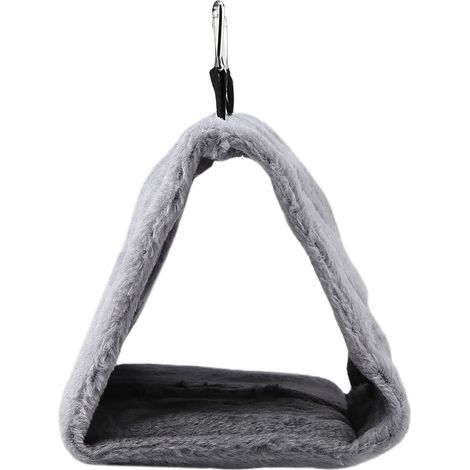 Hamac suspendu en peluche douce pour oiseaux et perroquets, lit d'hiver chaud, jouet pour animaux de compagnie (Gris S) (1/5)
