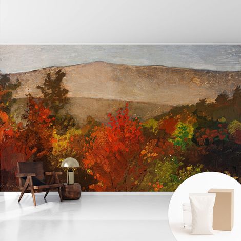 Papier peint avec colle pour décoration moderne de salon chambre à coucher cuisine et bureau Facile Panorama automnal 416x254 cm (1/5)
