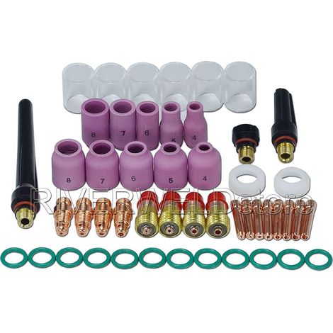 Corps de Collet pour Diffuseur de Gaz Compact 17CB20 17GL Buses D'alumine 13N série Coupelles-Buses en Quartz Transparent 10 16.0mm pour SR WP 17 18 26 Torche de Soudage TIG 49pcs (1/5)
