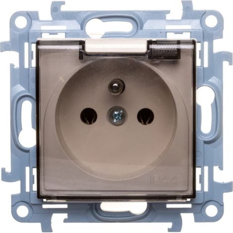 Prise simple Simon 10 avec joint, clapet transparent, crème, 16 A, 250 V, IP44, CGZ1B.01/41A