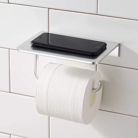 ZOLGINAH Porte-papier hygiénique Porte-papier toilette auto-adhésif en acier inoxydable sans perceuse, Porte-rouleau d'installation facile pour salle de bain, cuisine (blanc) (1/5)