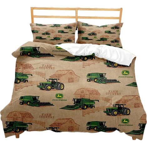 Ensemble de literie pour tracteur, impression 3D, microfibre, noir, vert, rouge, bleu et marron. J-009 135 x 200 cm, ensemble deux pièces (1/2)