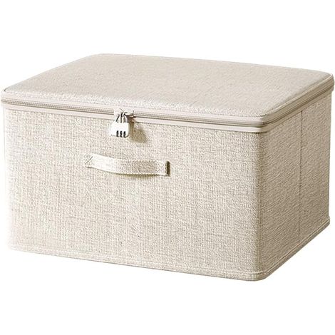 Boîte verrouillable, boîte de rangement en tissu avec couvercle, vêtements et jouets (40 x 30 x 21 cm) (1/5)