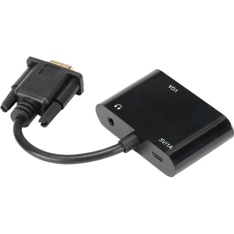 Adaptateur VGA vers HDMI avec Audio pour PC Portable, Projecteur et Téléviseur Noir