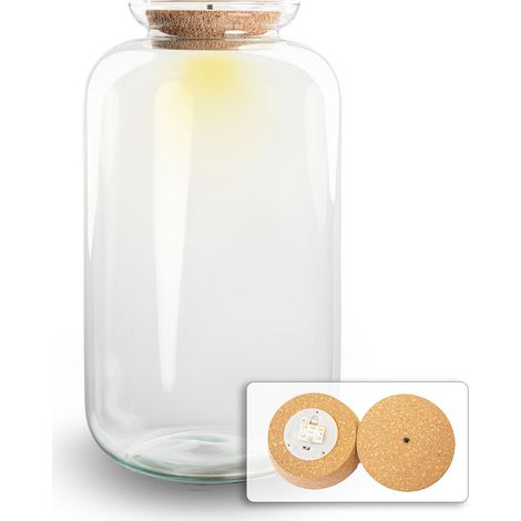 Bouteille Terrarium en Verre Recyclé avec Bouchon LED Sven XL Ø 23 x 43 cm 15 L - PANGIVO (1/5)