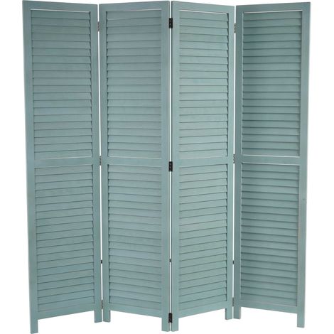 [NEUWERTIG] Paravent HHG-836, Raumteiler Trennwand Sichtschutz, Shabby-Look Vintage, 170x160cm grün