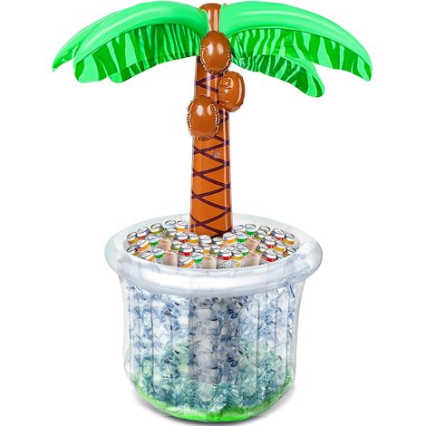 (SC) Jouets de piscine - Glacière gonflable en forme de palmier - Décoration pour fête sur le thème de la plage - Accessoires pour pool party - Seau à glace gonflable (1/5)