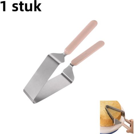 Paletta per torte in acciaio inox con doppio manico. Paletta triangolare regolabile in acciaio inox con manico antiscivolo in PP per matrimoni e compleanni. (1/5)
